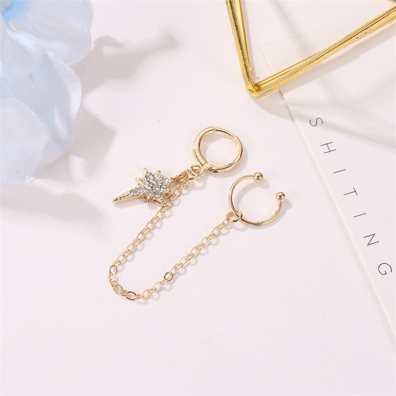 The New Star Ear Clip Tassel Star Earrings Long Earrings Diamond Ear Bone Clip display picture 5