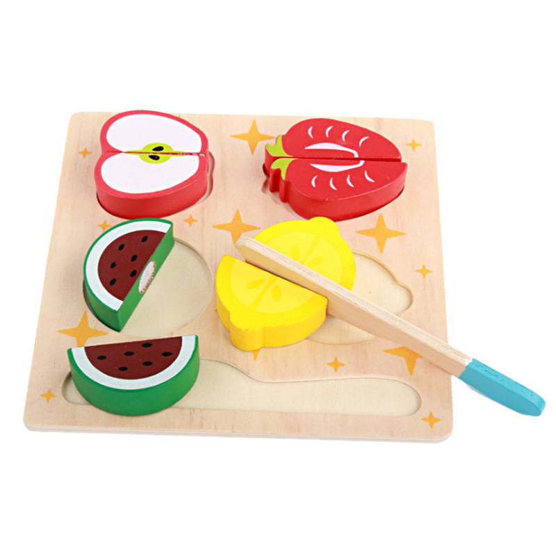 Casa de juego madera los niños juguetes fruta plana rompecabezas corte educación temprana cocina material didáctico Ventas Directas la fábrica