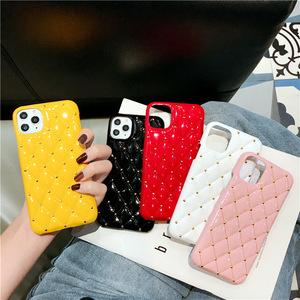 Suitable for iPhone 11 mobile phone case with diamond lattice rivet enamel case 7g 8plus xrxsmax back cover protective c