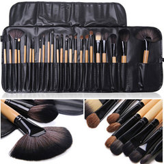 Manufacturer Direct Sale 24-Piece Horsehair Makeup Brushes Set, 24 Makeup Brushes, Black, Wood Color, Pink, Full Set