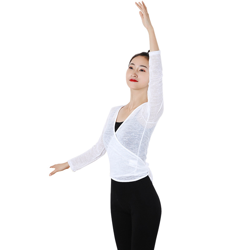 Ropa de práctica de ballet ropa de cuerpo Ropa de baile con cordones profesor pequeño chal abrigo moderno clásico danza cuerpo rima ropa de gasa