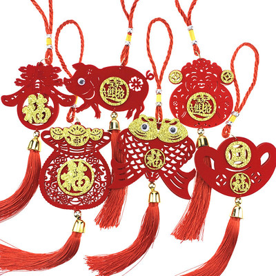 牛年无纺布中国结挂件新年毛毡布春节用品装饰过新年挂件创意礼品|ru