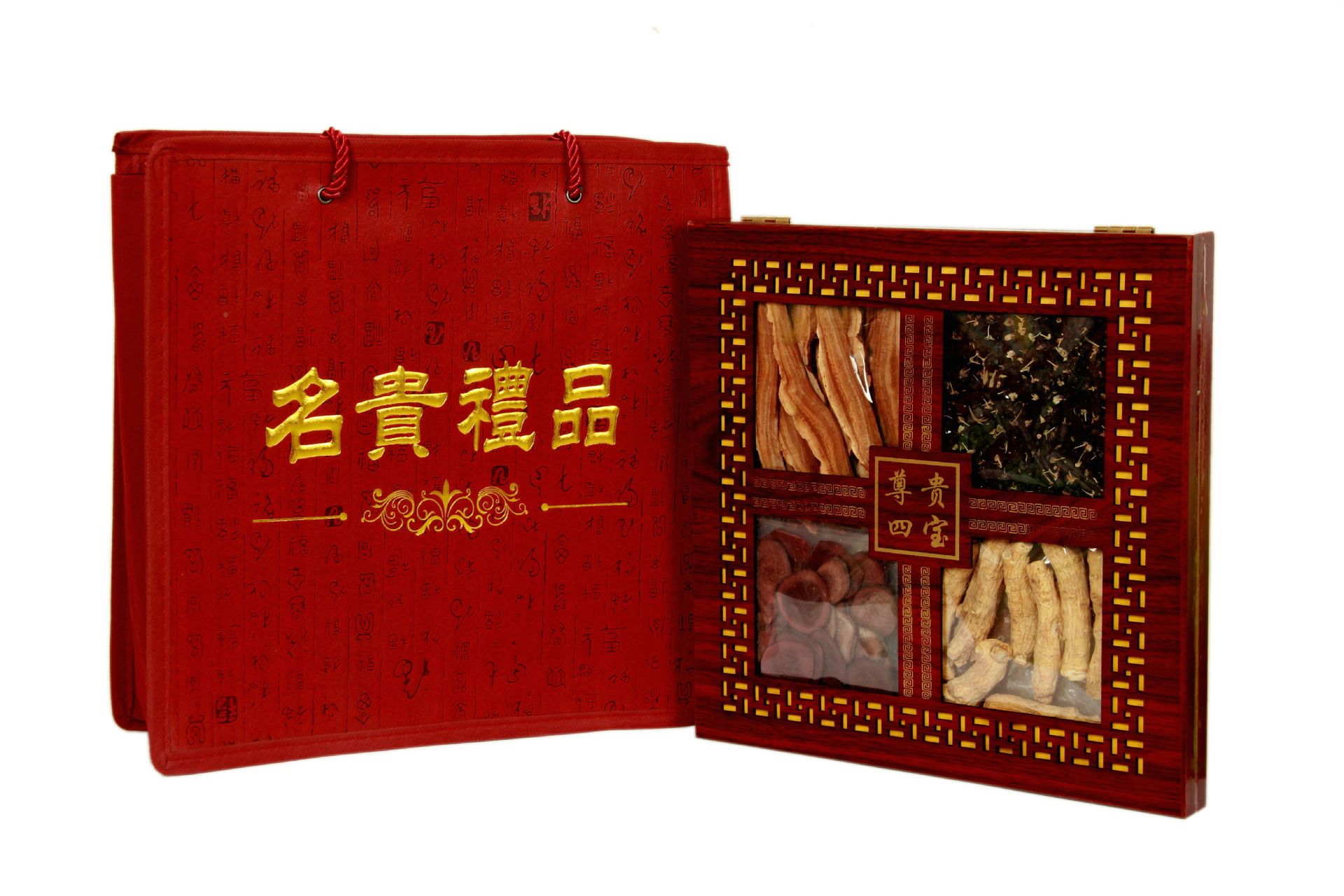 东北特产西洋参 黑枸杞 灵芝片 鹿茸片四宝礼盒中秋节日礼品批发