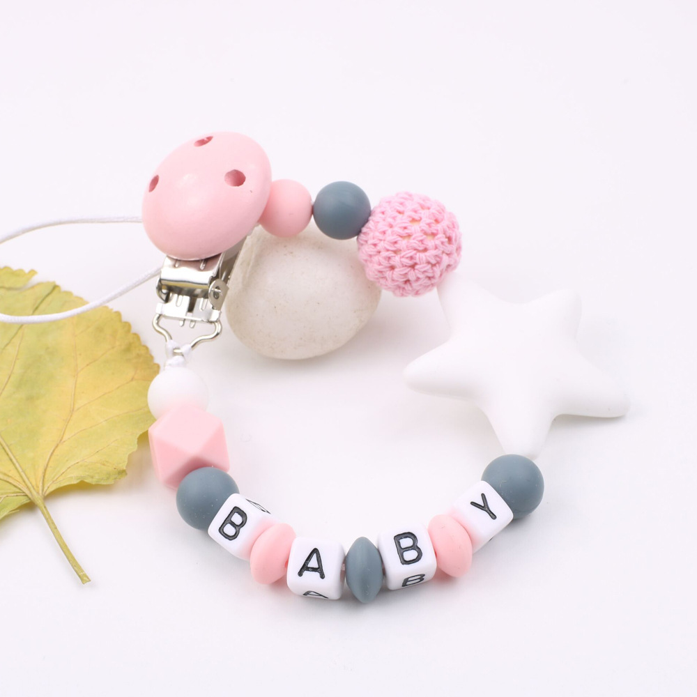 INS suministros maternos e infantiles Cadena de chupete de silicona caliente Amazon Comercio exterior estrella de cinco puntas cadena anti-caída