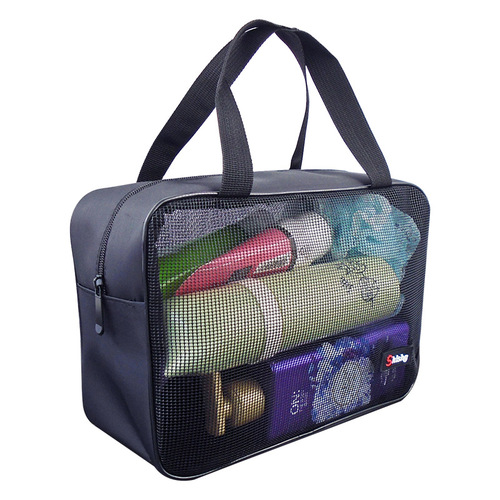 Transparent mesh toiletry bag leaking mesh portable shower and bath storage cosmetic bag bath pocket bag for women and men fitness bath bag