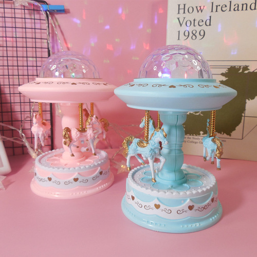 Light projection carousel music box cake decoration ornaments children's birthday gifts holiday decoration ornaments