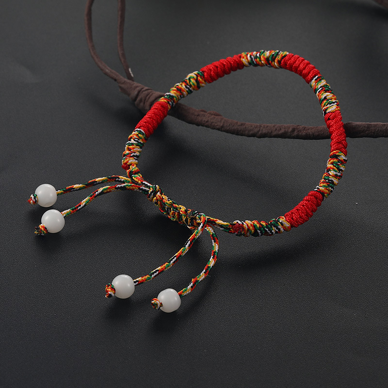 Title 4, Vintage Minimalist Ethnic Lucky Red Rope Bracel...