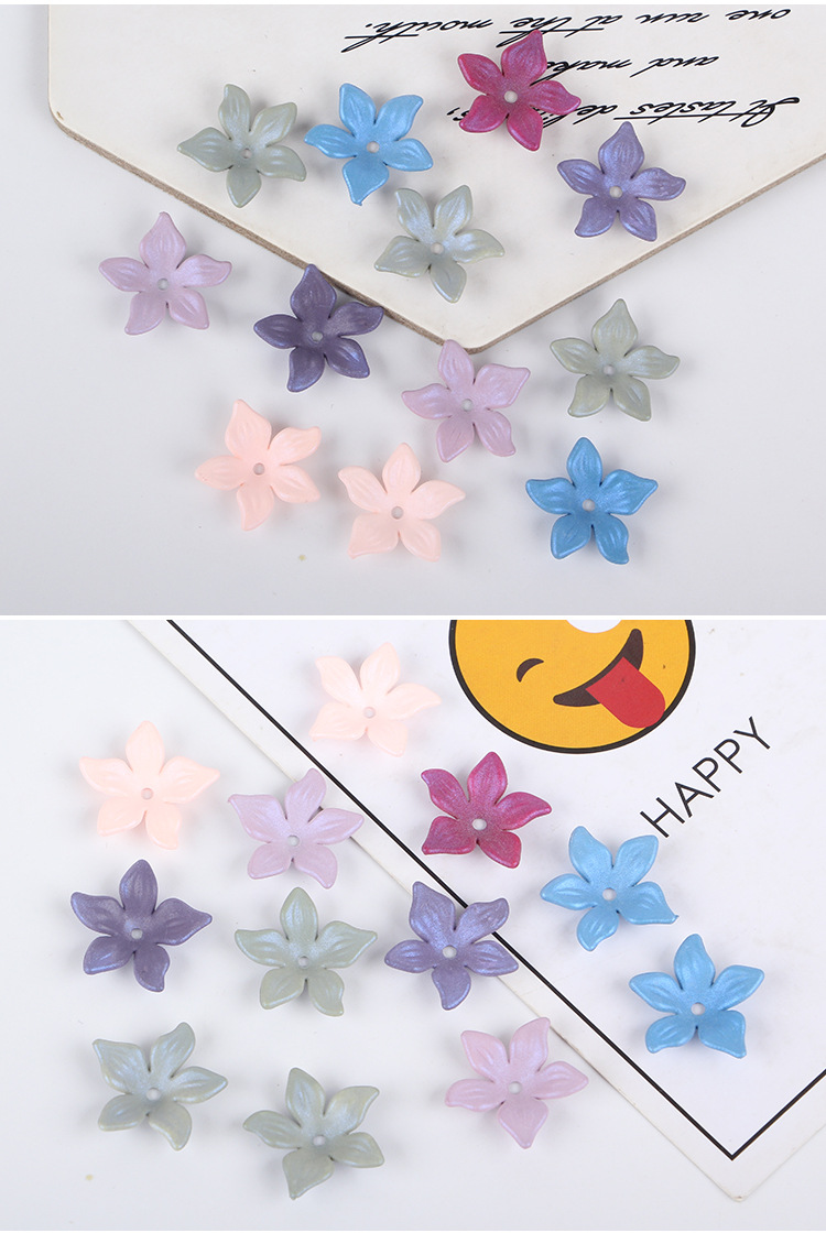 Factory direct sales of acrylic mid-hole frosted five-petal flower handcrafted headwear, bride headwear, ancient-style hairpin accessories detail image 6