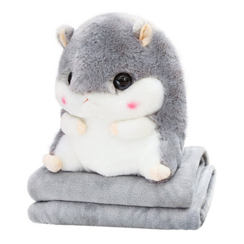 Cute Hamster Throw Pillow Car Cushion Dual-Use Blanket Large Air Conditioner Throw Pillow Fleece Blanket