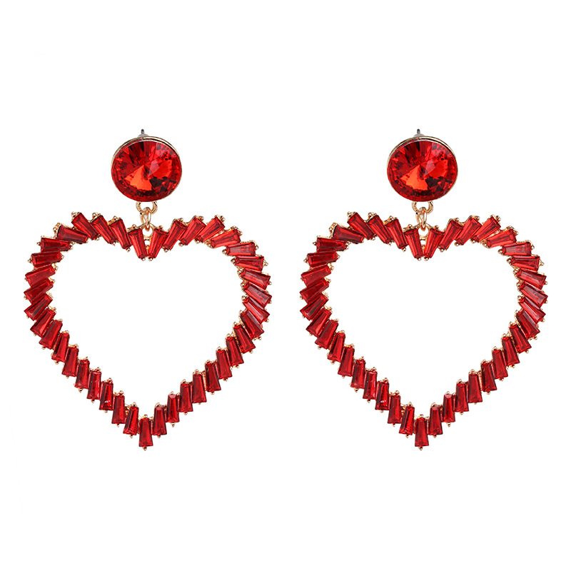 Fashion Heart Diamond Alloy Acrylic Earrings Ear Studs display picture 7