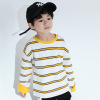 Children's clothing 2019 Autumn new pattern Boy Easy Korean Edition stripe Long sleeve T-shirt children Sweater Cotton Mosaic jacket