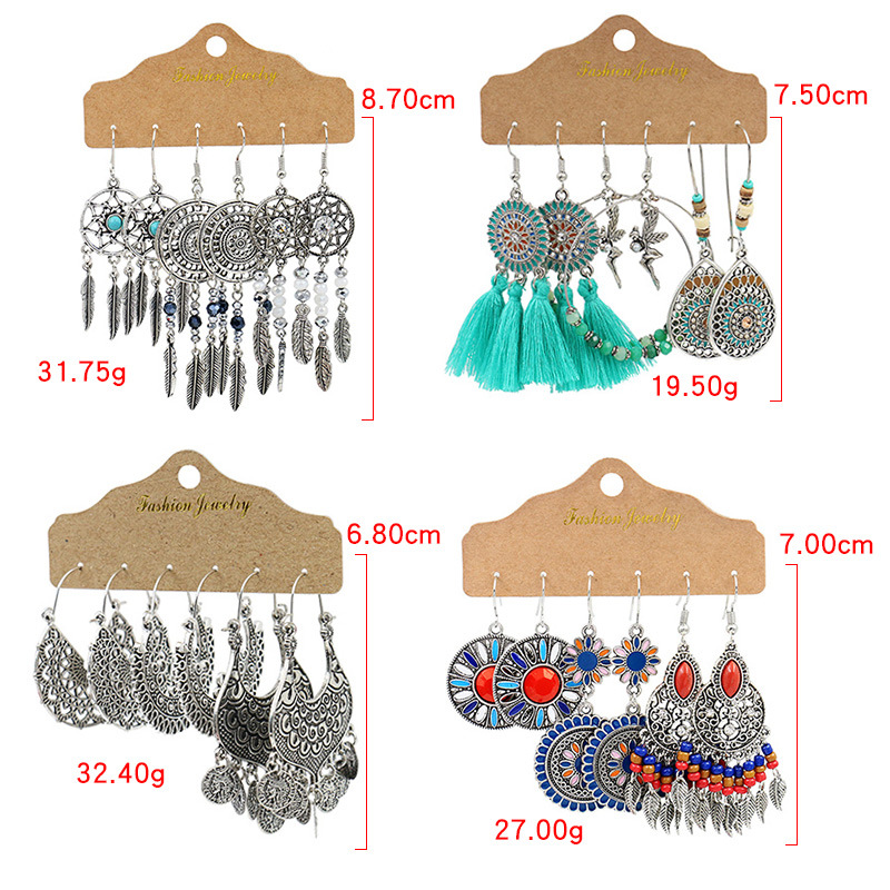 35g Weight 1 Set Bohemian Geometric Plating Alloy Drop Earrings
