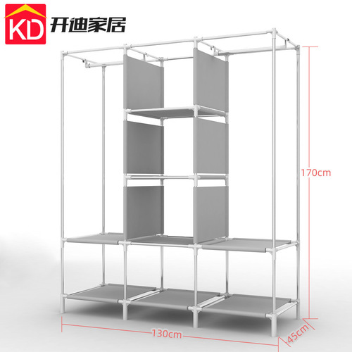 Simple Wardrobe Assembly Storage Gadget Organizer Modern Minimalist Fabric Dormitory Renting Reinforced Wardrobe