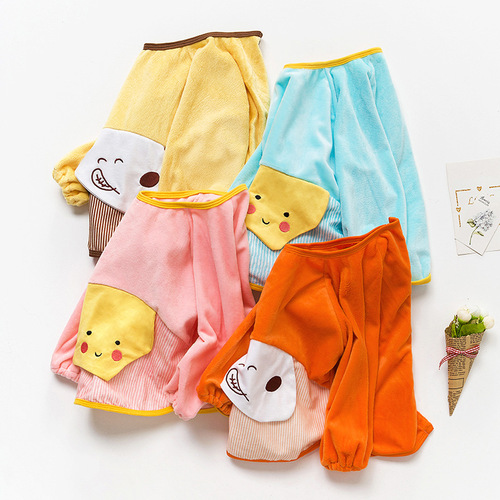 Baby eating smock crystal velvet girl autumn and winter children's apron long-sleeved waterproof boy bib baby reverse dressing