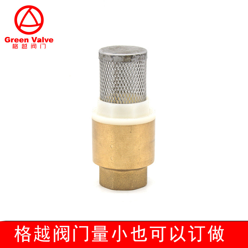 水泵用内螺纹 黄铜底阀立式止回阀1寸黄铜铜芯带过滤网