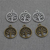 DIY alloy ancient silver ancient green hollow life tree necklace pendant accessories retro round pendant 20*24
