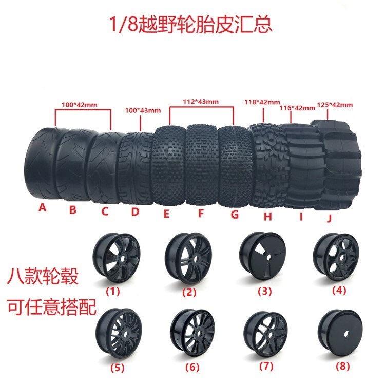 1/8 remote control off-road tire model tire toy car rim rubber car model tire robot tire 1/8 remote control off-road tire model tire toy car rim rubber car model tire robot tire