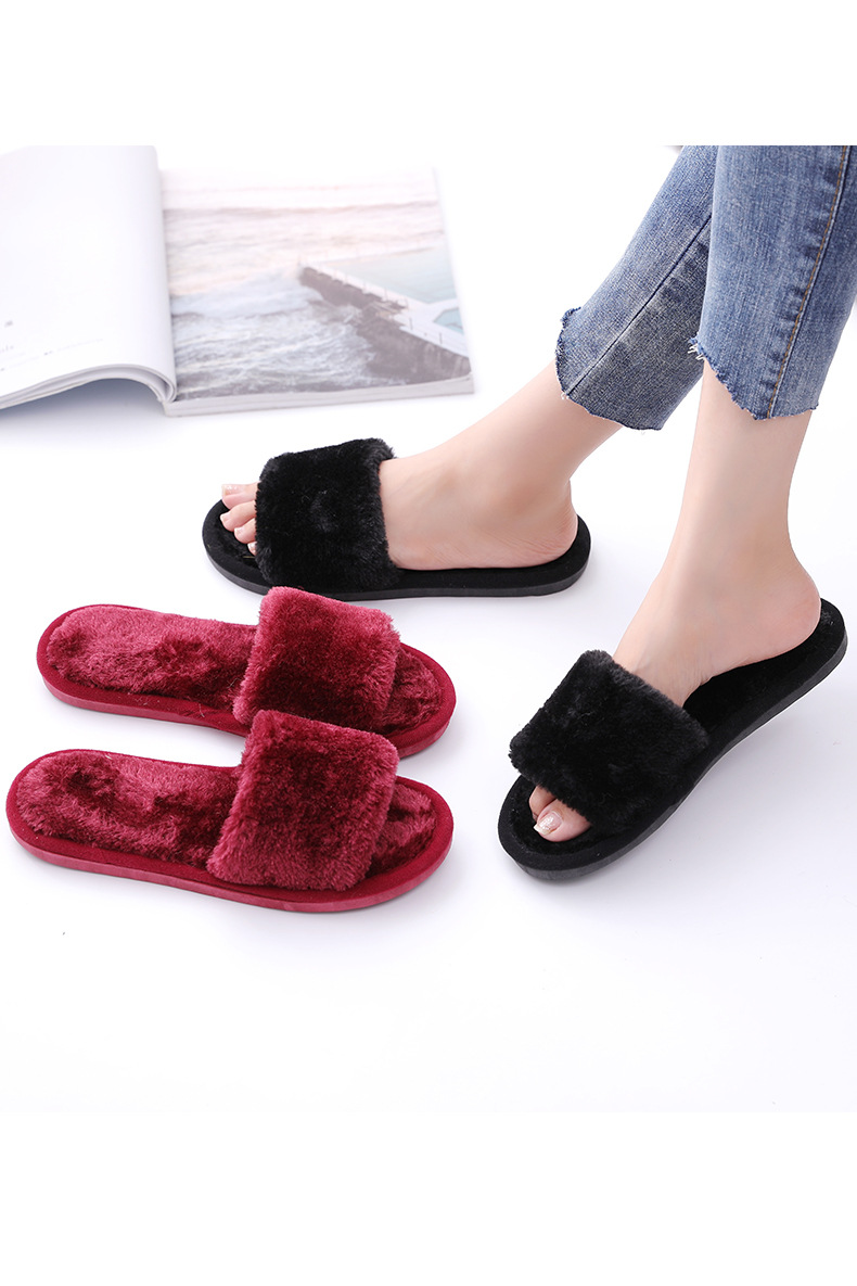 Women's Casual Elegant Solid Color Round Toe Open Toe Slides Slippers Plush Slippers display picture 2