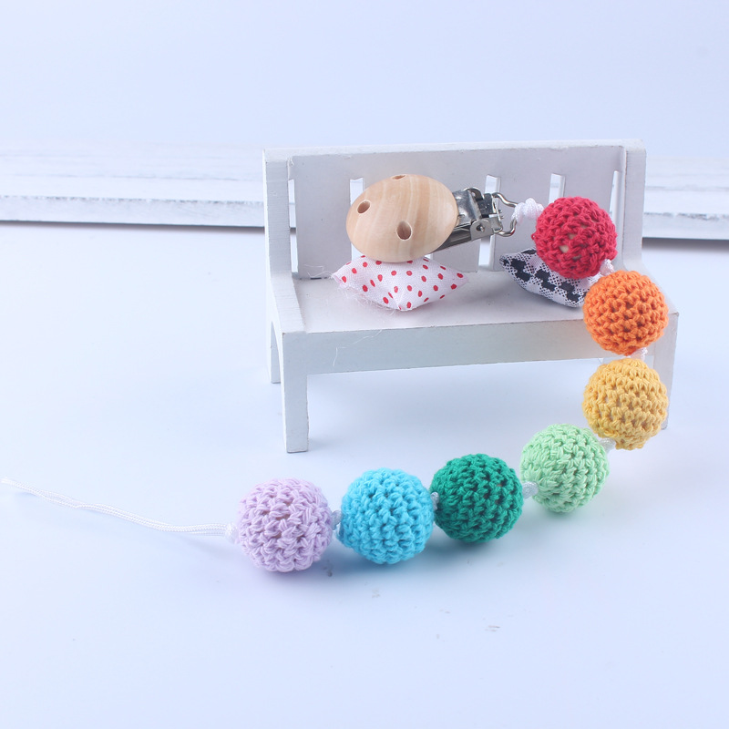 DIY bebé chupete anti-gota cadena bebé juguete chupete clip anti-gota con bola de lana de cadena anti-perdida