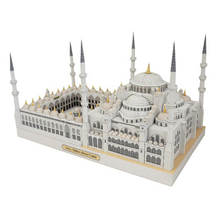 Turkey Blue Qing zheng Temple Paper Model Name Building Model Handmade DIY Homework Fans Gift