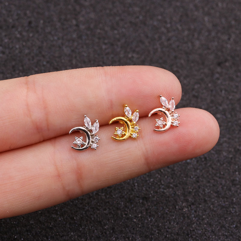 Ear Cartilage Rings & Studs Moon Copper display picture 2