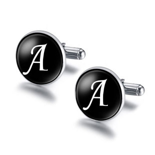 Cross-border new French men's shirt 26 English letter cufflinks round crystal copper cufflinks custom wholesale