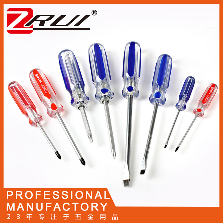 Destornillador de barra de color de cristal transparente multi-especificación Cruz una palabra ciruela flor hogar reparación industrial destornillador
