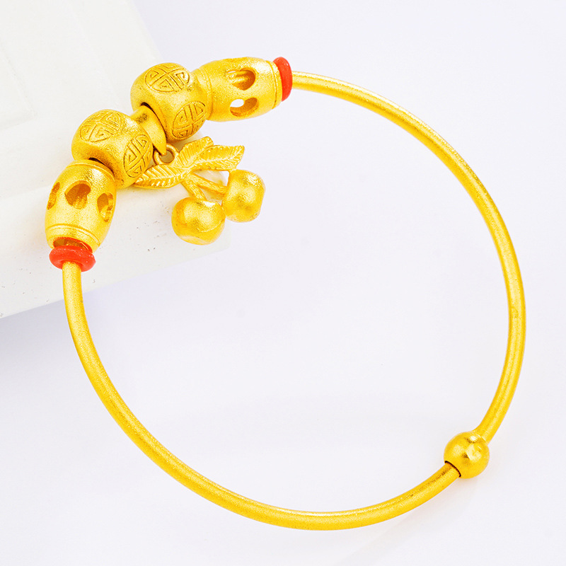 Celebridad en línea arena viva cuentas de oro pulsera mujer imitación oro todo partido chica pulsera abierta chapado en oro pulsera de cuentas de bricolaje