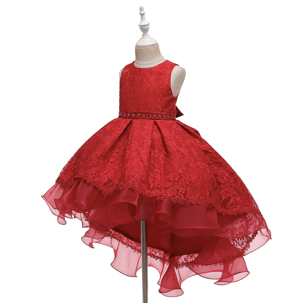 Explosion Models Children's Tail Dress Dress Girls Dress Evening Dress Flower Girl Wedding Dress Kids Wholesale Nihaojewelry display picture 20