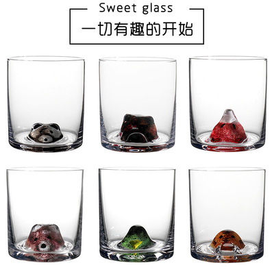 ins萌宠动物杯手工水晶玻璃抖音创意摆件动物水杯果汁牛奶慕斯杯|ru