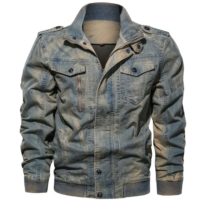 Spring and autumn thin men’s Lapel pure cotton washed denim coat European and American jacket man