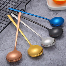 不锈钢圆形304勺子汤勺大号圆勺家用汤匙调羹搅拌勺成人大号餐勺