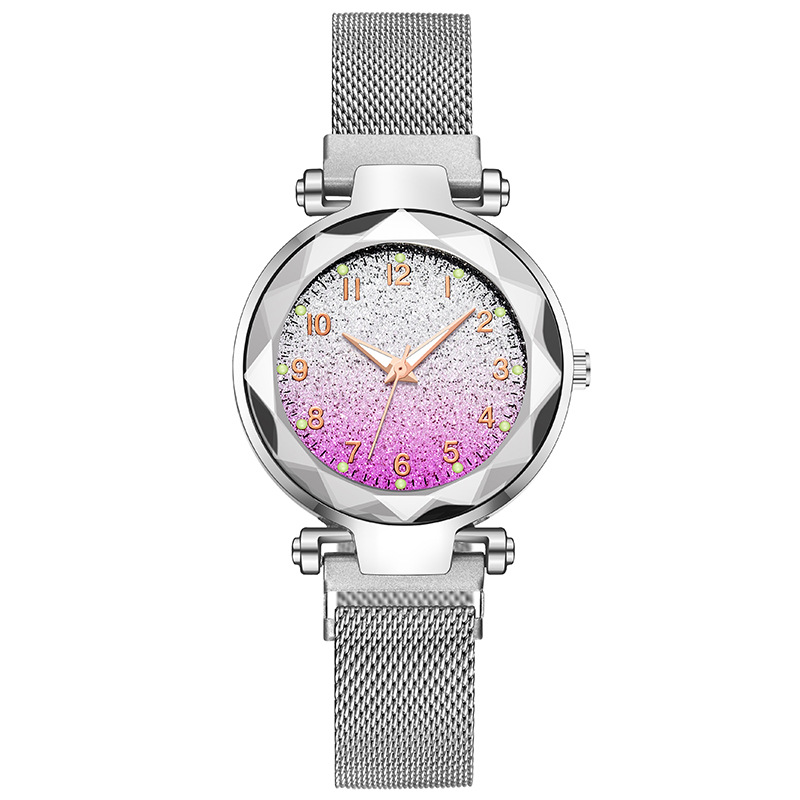 Douyin Explosive Gypsophila Uhr Großhandel Sternen Himmel Leuchtende Uhr Magnets Chnalle Quarzuhr Eisens Auger Damen Uhr display picture 4