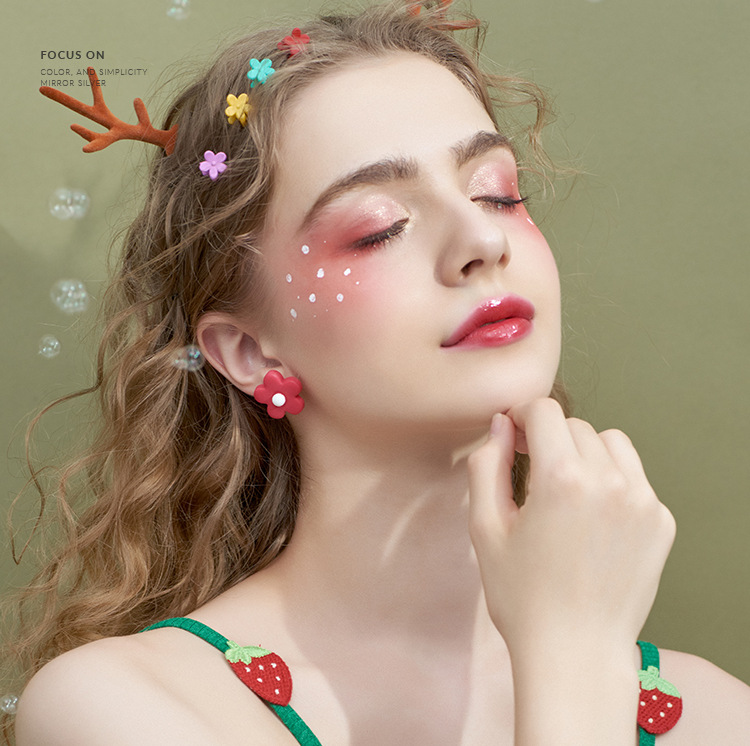 Korea's Simple And Cute Girl Candy Color Matching Flower Earrings display picture 1