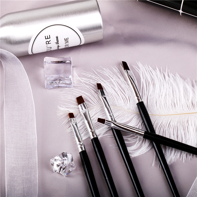 Cepillo de uñas 5 unids varilla negro fototerapia cepillo fila pluma traje francés fototerapia uñas adecuado