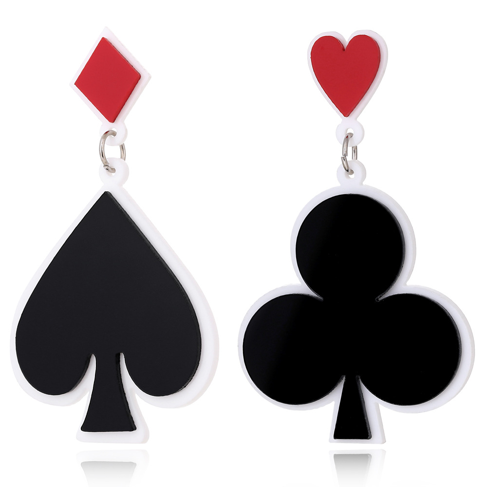 Creative New Acrylic Earrings Poker Black Peach Heart Plum Long Earrings Fashion Lucky Earrings Female display picture 2