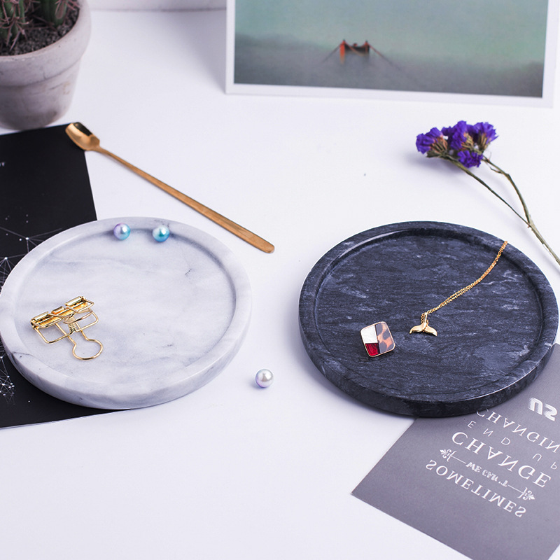 wholesale Northern Europe Marble Tray Jewelry Exhibition disk base household Cosmetics Stands desktop key Storage