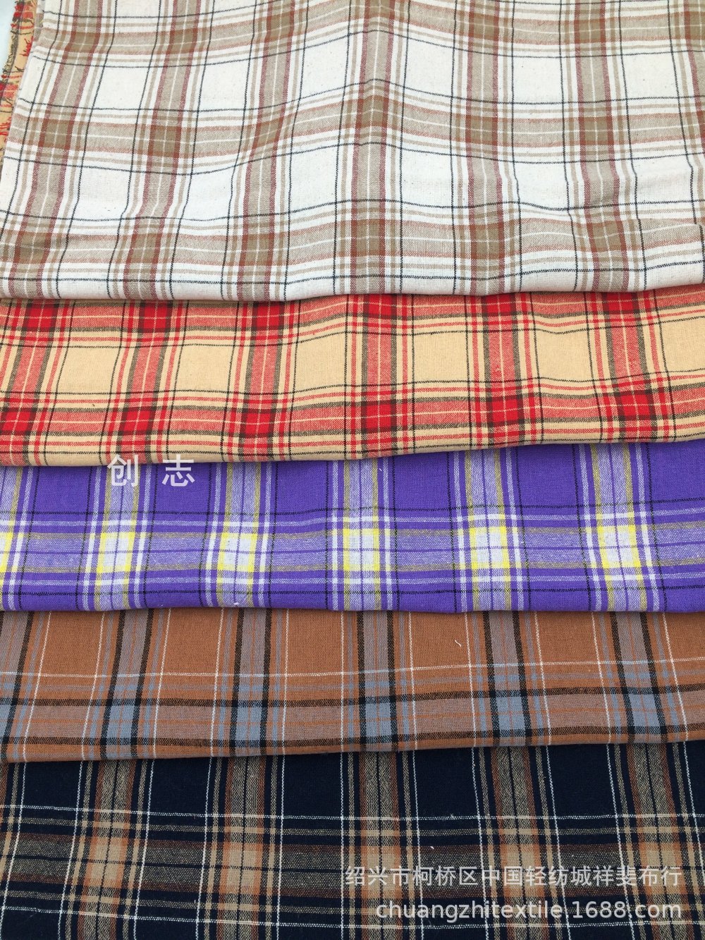 21支色织格子水洗布肌理感绉布秋装面料淘现货梭织绍兴轻纺城