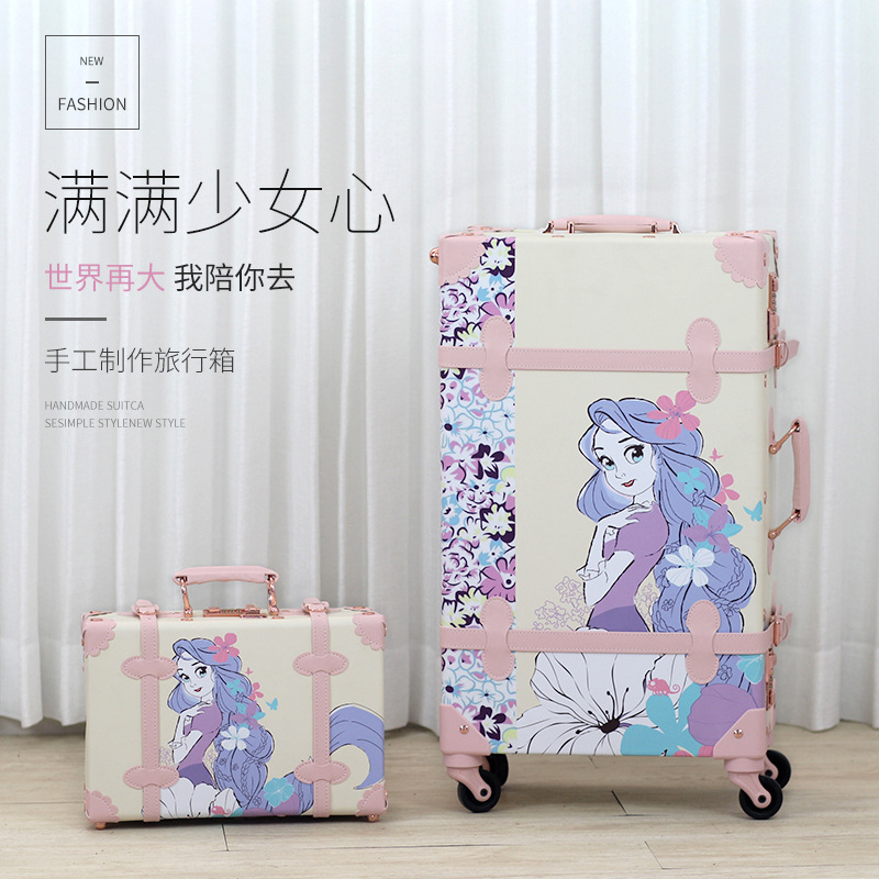 Retro fairy trunk fresh lovely student Draw bar box boarding 20 inch 24 travel Universal wheel