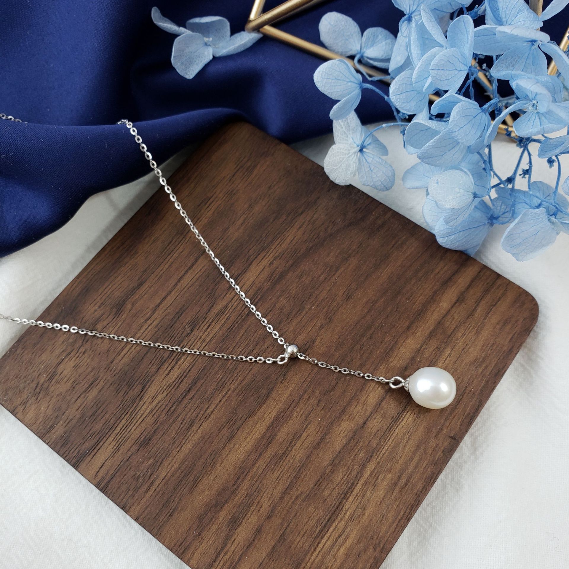 Butterfly family djes60e60de Design Necklace s925 Silver y Necklace 8-9 Strong light Pearl Adjustable