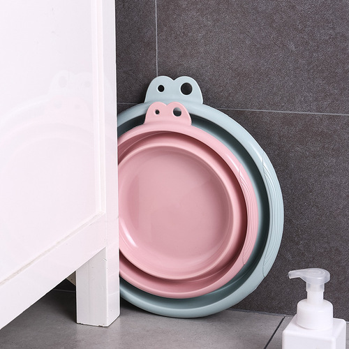 Multifunctional folding washbasin outdoor travel portable plastic thickened children's washbasin creative basin folding basin