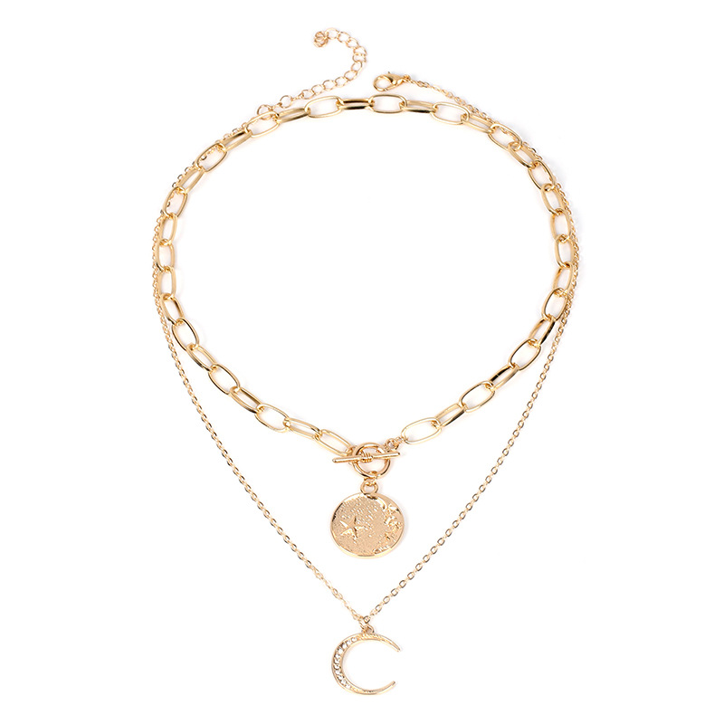21g Weight Necklace Classification Women'S Gender Fashion Style Gold, Silver Color Fashion Alloy Moon Women's Necklace Clavicle Chain 1