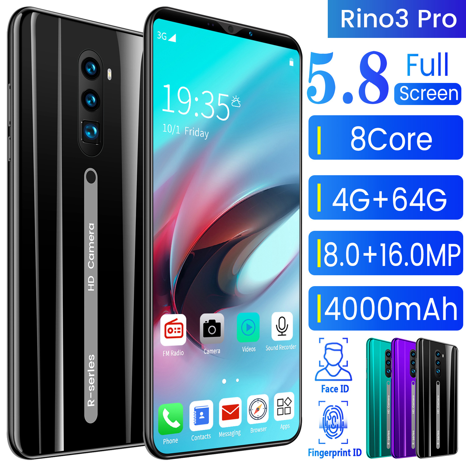 现货新款Rino3 Pro手机批发5.8寸智能3G手机 跨境手机 东南亚