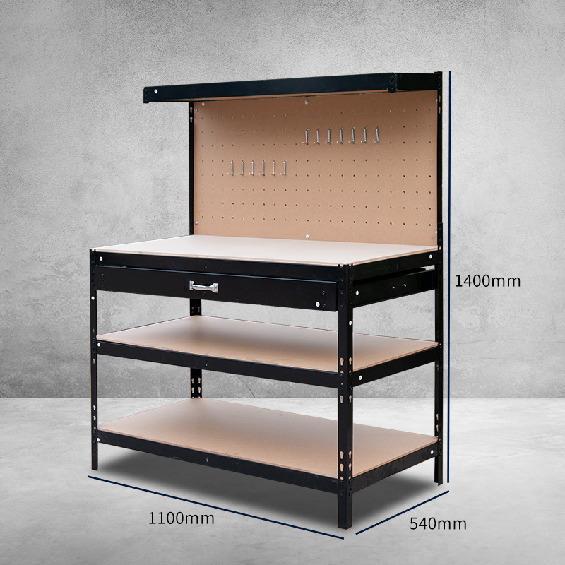 三层储物铁架快递打包工作台钳工操作台抽屉工作桌DIY手工工具台