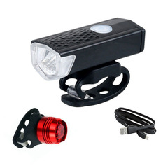 Bicycle 2255 Super Bright Headlight Warning + Taillight Night Riding USB Charging Lighting Cycling Equipment Light Accessories