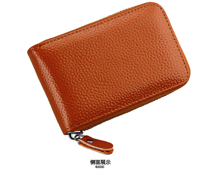 60g Weight Zipper Closure Type Business Occasion Genuine leather Material Solid Color Pattern Unisex Gender Coffee, Royal Blue, Orange, Dark Blue, Pink, Purple, Red, Green, Yellow, Black Color Unisex Solid Color Genuine Leather Coffee Royal Blue Orange Zipper Card Holders 14