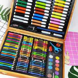 童生水彩礼盒彩文具套装画笔木盒件绘画儿童生日铅笔画150生日礼