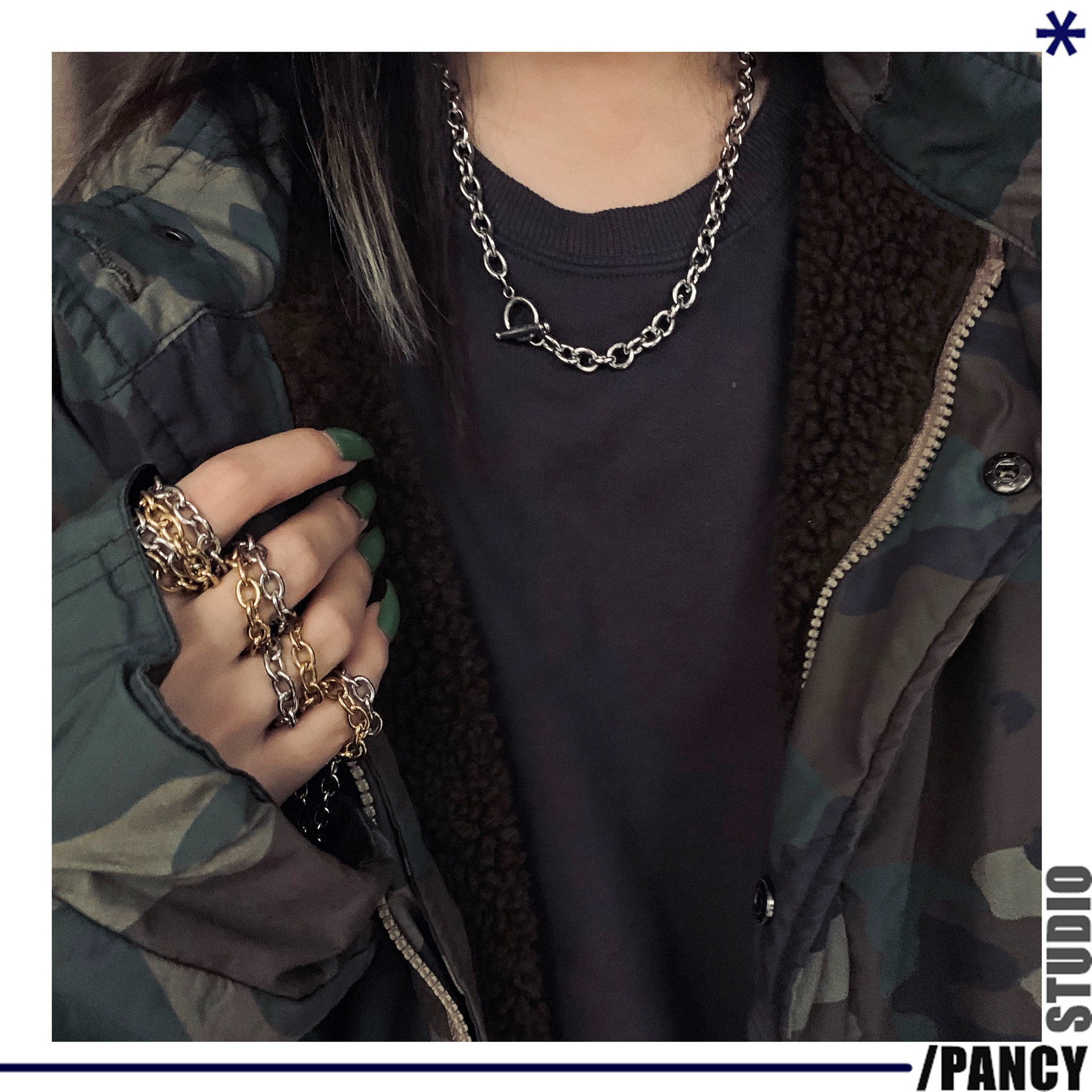 柒瑾沐欧美个性简约街头钛钢嘻哈项链 男 hiphop毛衣链条情侣批发|ru