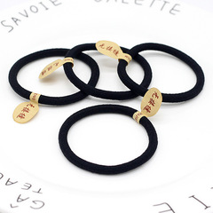 韓版高彈力無接縫黑色發圈加粗頭繩無縫標籤尼龍皮筋1元2元頭髮繩