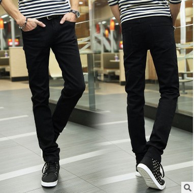 Trendy Men's Pants Autumn and Winter Black Skinny Pants Men's Stretch Slim-Fit Jeans Pants Male Students Men's Pants Teenagers